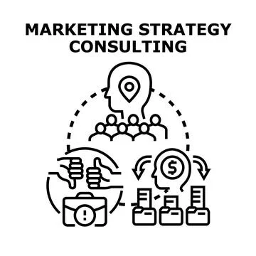Marketing strategy consulting team developing business target 库存插图