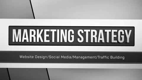 MARKETING STRATEGY text concept. Website, social media, animation, 3D render Stock Footage 305157418