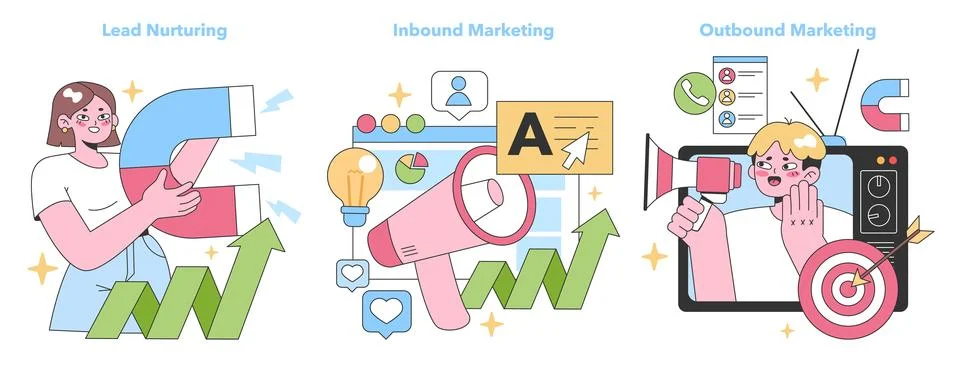 Marketing Tactics set. . Flat vector illustration Stock Illustration