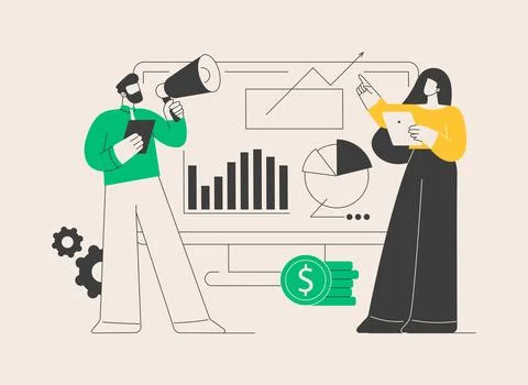 Marketing team abstract concept vector illustration. Illustrazione stock