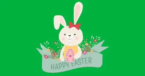 Marketing team designing Easter banner with rabbit holding floral egg over Stock Footage 317479966