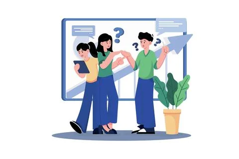 Marketing Team Discussion On Data Analysis Stock Illustration