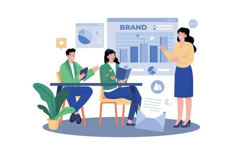 Marketing Team Working On Data Analysis Illustrazione stock