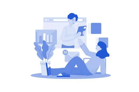 Marketing Team Working On Data Analysis Stock Illustration