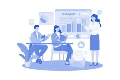 Marketing Team Working On Data Analysis Stock Illustration