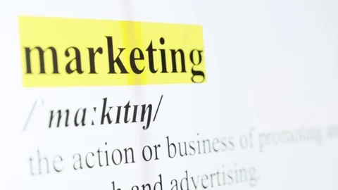 Marketing Text Macro Shot Highlighted in Yellow Color On Computer Screen Stock Footage 123224356