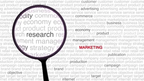 Marketing Text or Word Cloud Tag Animation with Magnifying Glass Animation Stock Footage 301491441