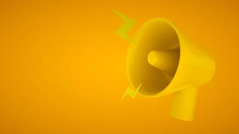 Marketing time concept, realistic 3D yellow megaphone, loudspeaker with lig.. Stock Illustration