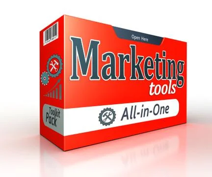 Marketing tools red pack concept box Stock Illustration