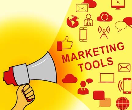 Marketing Tools Representing Promotion Apps 3d Illustration Stock Illustration
