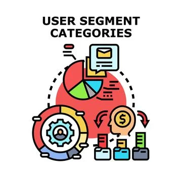 Marketing user segment categories and data analysis process Stock Illustration