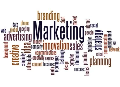 Marketing, word cloud concept Illustrazione stock
