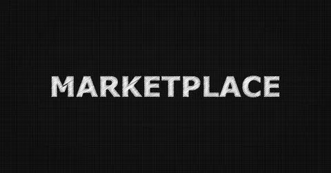 MARKETPLACE text on board Illustrazione stock