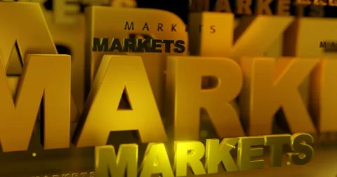 Markets 3D TEXT,  The Word Markets Typography Background Arts  (3D Render) Stock Footage 179510129