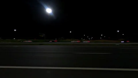 Markham, Canada, May 31 2025 POV side view driving on very dark night in city Stock Footage 309460441
