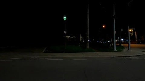 Markham, Canada, May 31 2025 POV side view driving on very dark night in city Stock Footage 309460556