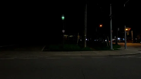 Markham, Canada, May 31 2025 POV side view driving on very dark night in city Stock Footage 309460558