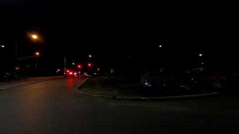 Markham, Canada, May 31 2025 POV side view driving on very dark night in city Stock Footage 309460591