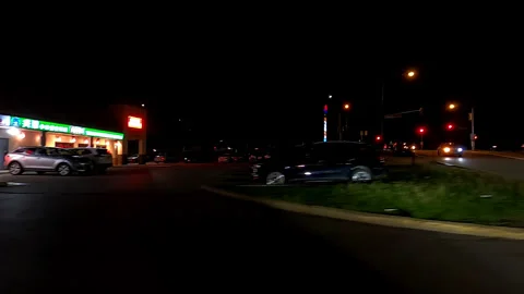 Markham, Canada, May 31 2025 POV side view driving on very dark night in city Stock Footage 309460596