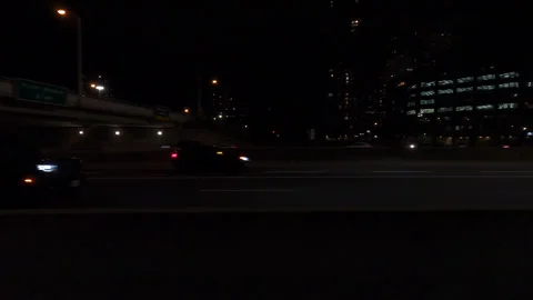 Markham, Canada, May 31 2025 POV side view driving on very dark night in city Stock Footage 309535176