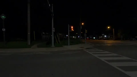 Markham, Canada, May 31 2025 POV side view driving on very dark night in city Stock Footage 309535483