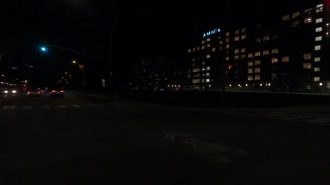 Markham, Canada, May 31 2025 POV side view driving on very dark night in city Stock Footage 309535491