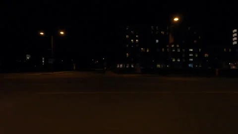 Markham, Canada, May 31 2025 POV side view driving on very dark night in city Stock Footage 309535494