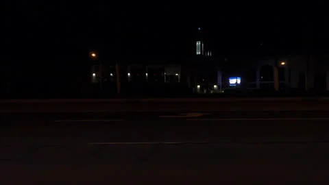 Markham, Canada, May 31 2025 POV side view driving on very dark night in city Stock Footage 309535630