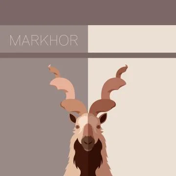 Markhor flat postcard Stock Illustration