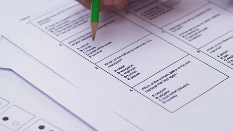 Marking answers in multiple choice test Stock Footage 78253342