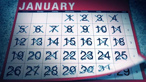 Marking Off Calendar - Time Passing Looped Shot Stock Footage 302933149