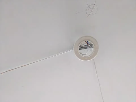 Marking on the ceiling. Installation of a stretch ceiling Fotos de archivo