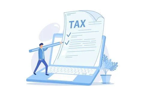 Marking checkbox on document. Tax management. Billing obligation. Giving pe.. Stock Illustration