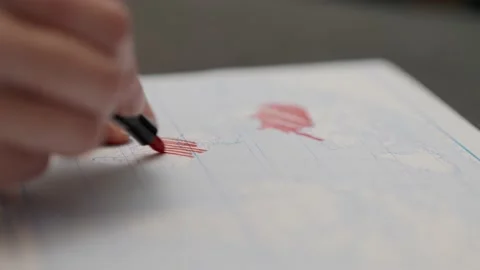 Marking Coronavirus infected regiones with red pencil on outline map Stock Footage 150027853