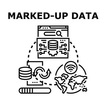 Marking up data for global web processing 스톡 일러스트