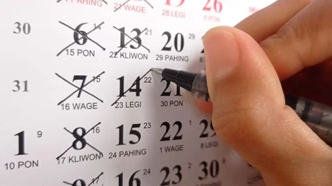 Marking a date on a calendar Stock Footage 146249869