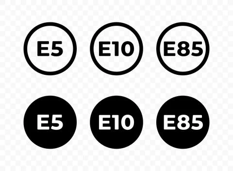 Marking of gasoline fuel types: E5, E10, E85 vector design Stock Illustration
