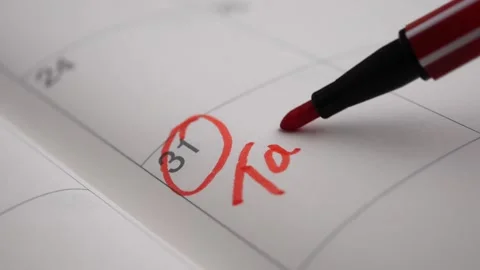 Marking an important date on a calendar Stock Footage 328205542