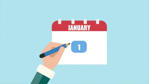 Marking Important Day On Calendar With Pen 1 January Stock Footage 232806166