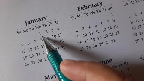 Marking January date on the calendar Stock Footage 295469535