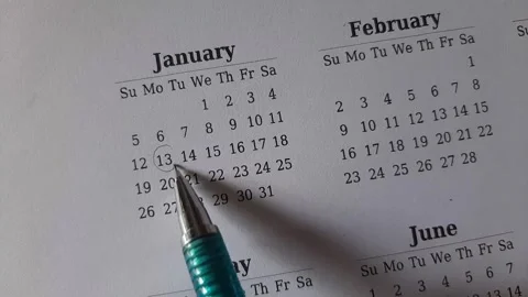 Marking January date on the calendar Stock Footage 295469818