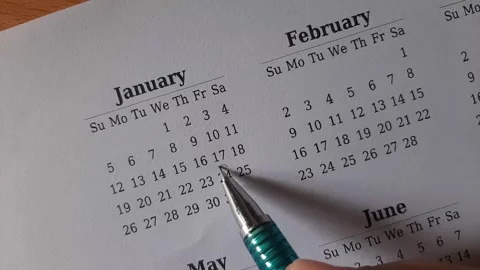 Marking January date on the calendar Stock Footage 295469941