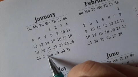 Marking January date on the calendar Stock Footage 295470008
