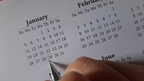 Marking January date on the calendar Stock Footage 295470015