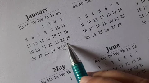 Marking January date on the calendar Stock Footage 295470033
