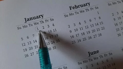Marking January date on the calendar Stock Footage 295470034
