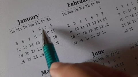 Marking January date on the calendar Stock Footage 295470046