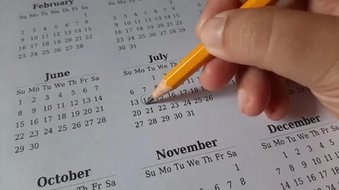 Marking July date on the calendar Stock Footage 311437411