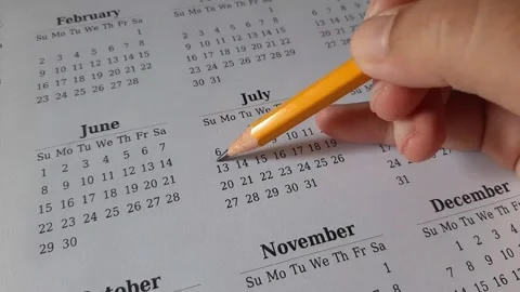 Marking July date on the calendar Stock Footage 311437413