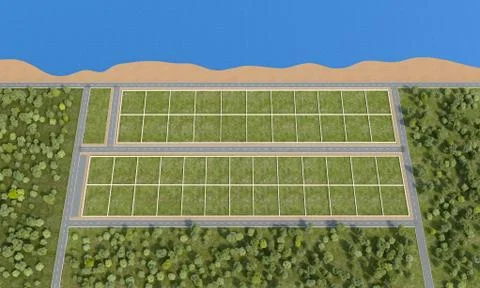 Marking of land on the coast 3d rendering Stock Illustration